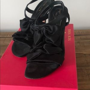 Kate space black satin heels